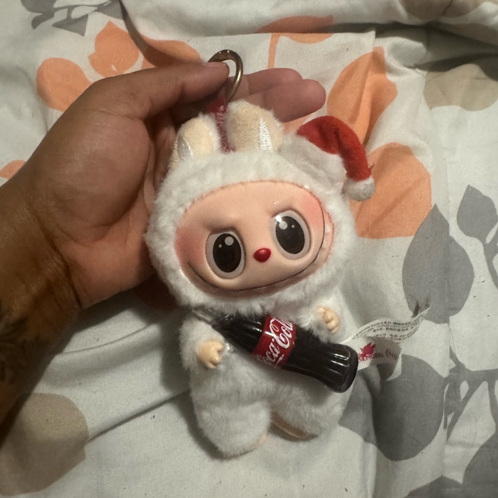 Coca-Cola Furry Plush with Red Santa Hat - Picture 2 of 3